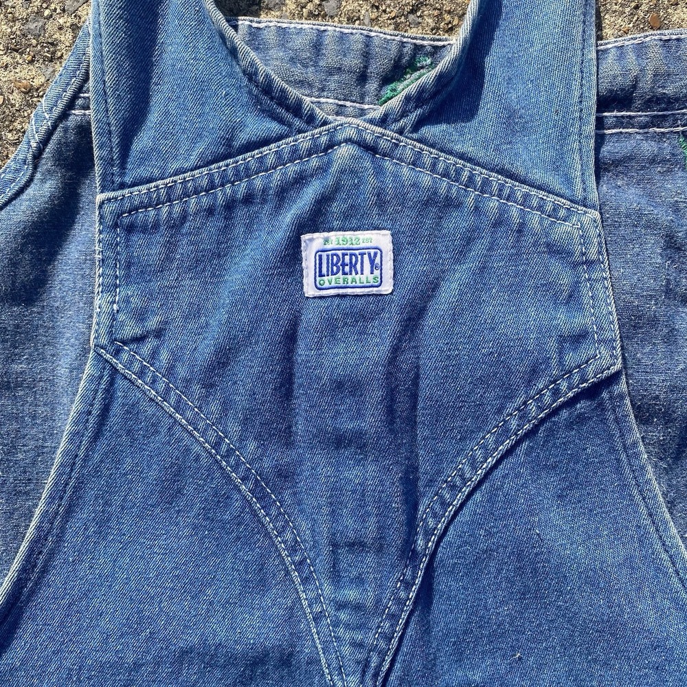 Liberty Denim Bib Overalls Farmer Carpenter Soft Worn Mens 46x30 SEE PICS Distre - Picture 14 of 15